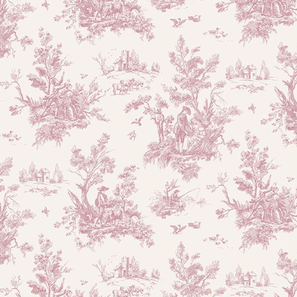 Patton Wallcoverings AF37705 Flourish (Abby Rose 4) Toile Wallpaper in Plum, Burgundy & Cream